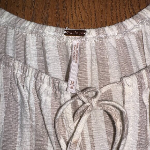Free People Linen Folk Town Cream & White Striped Dress - Good condition, Size M - Picture 6 of 16